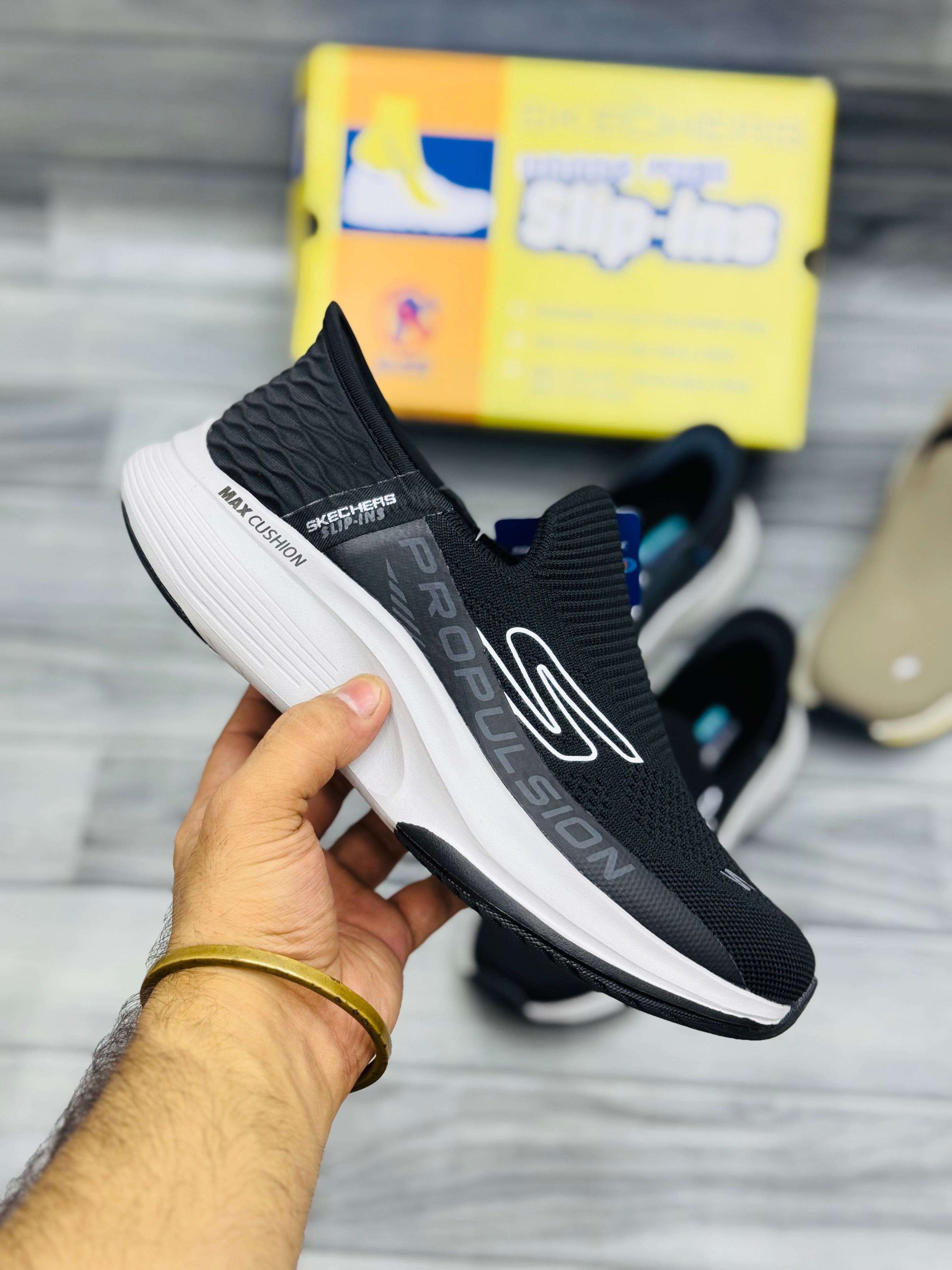 Skechars propulsion slip in memory foam medicated